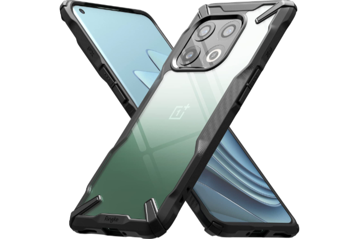 Ringke Fusion-X für OnePlus 10 Pro mit zwei Telefonen im Kreuzmuster.
