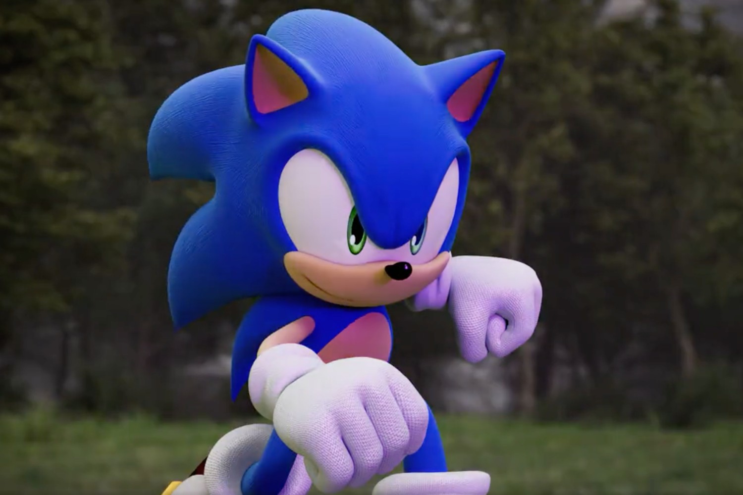 Sonic en su posición de lucha en el último tráiler de Sonic Frontiers.