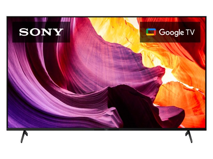 El televisor inteligente Sony X80K LED 4K de 50 pulgadas sobre un fondo blanco.