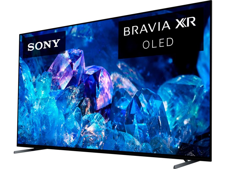 An Angled Shot Of The Sony 77-Inch Bravia Xr A80K 4K Oled Google Tv.