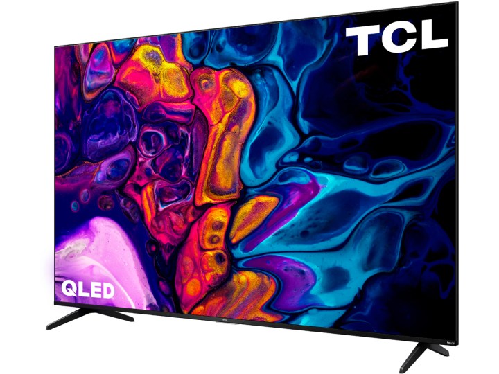 The TCL 65-inch 5-Series S555 Roku TV (2022 model) set up on the included stands.