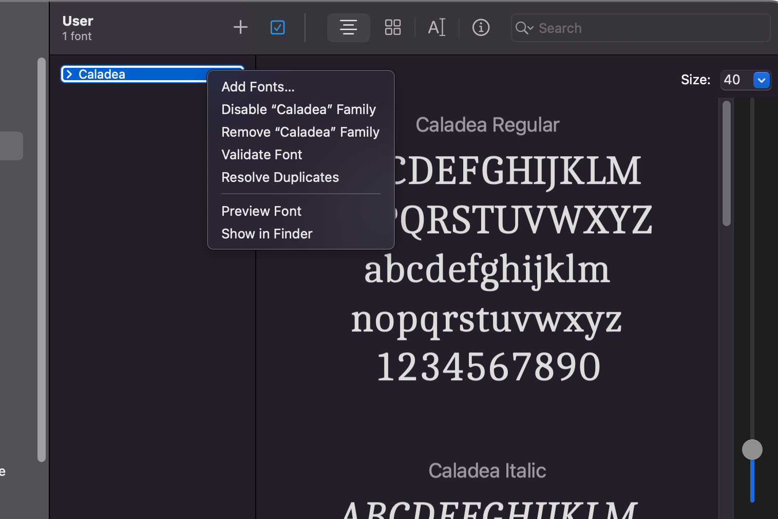 Validate Font in macOS.