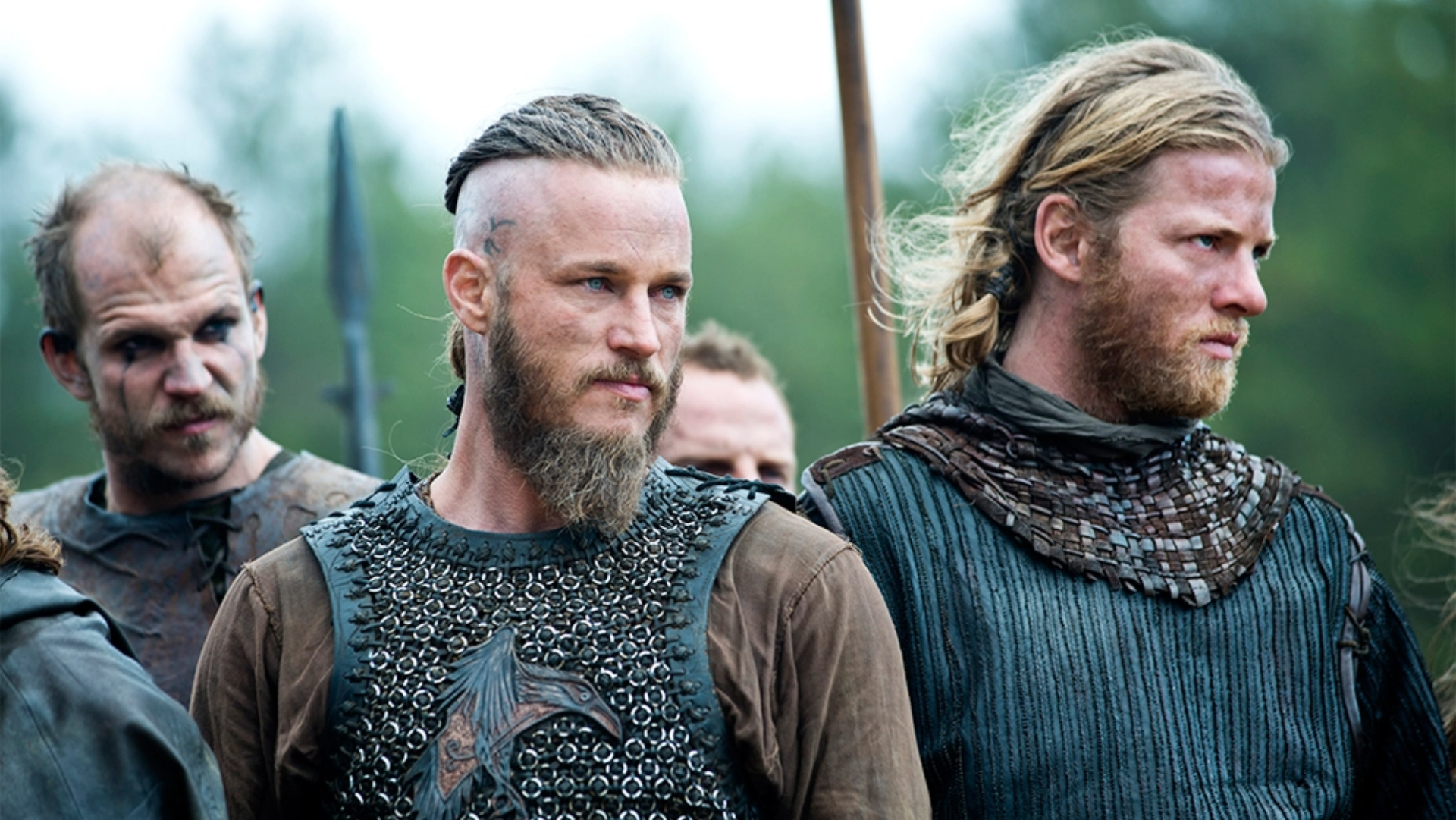 Ragnar com um exército Viking em Vikings.