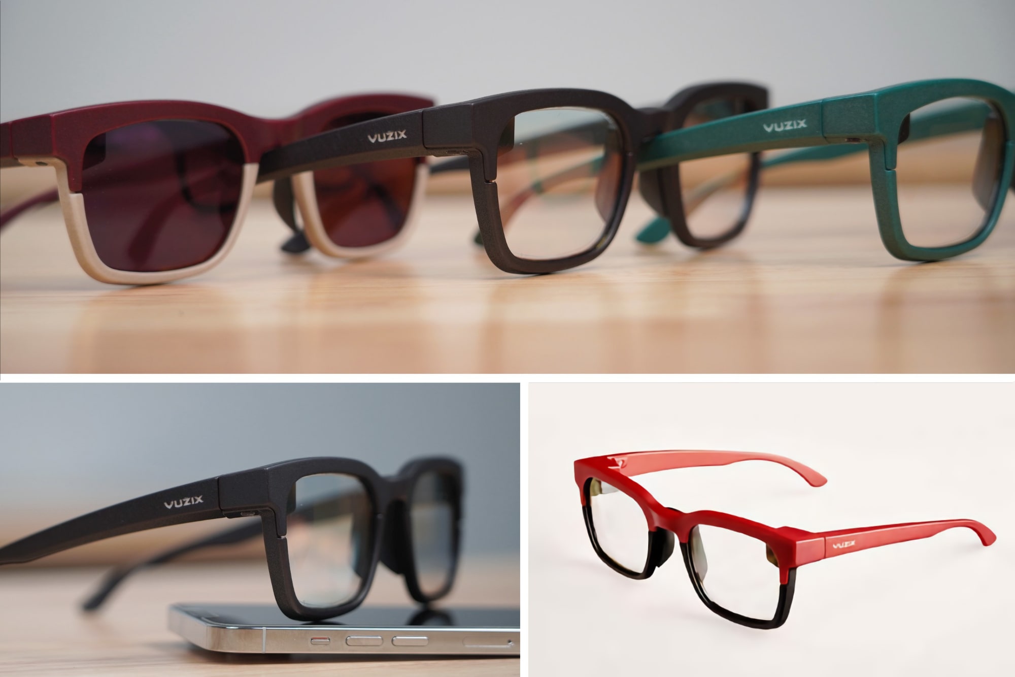 عینک هوشمند Vuzix Ultralight AR در رنگ های مختلف نشان داده شده است.