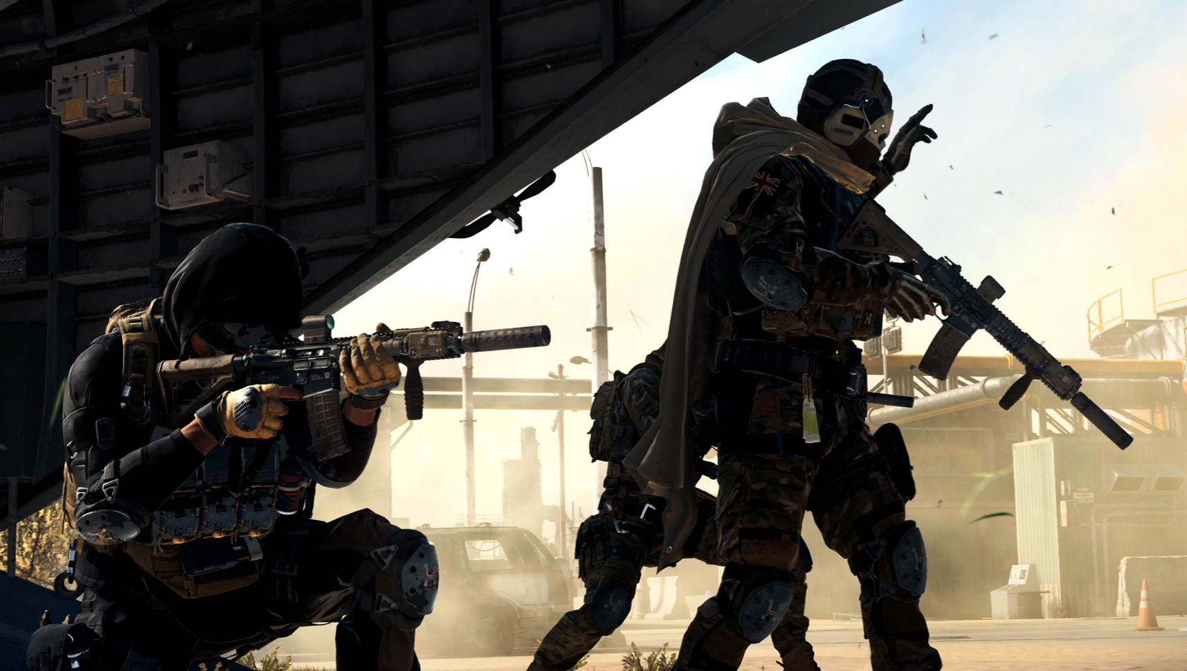 Characters exiting aircraft in Warzone 2.0.