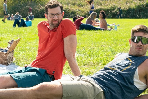 Two men relax in Central Park in Bros.