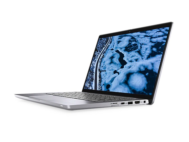 The Dell Latitude 7320 with an abstract design on the screen.