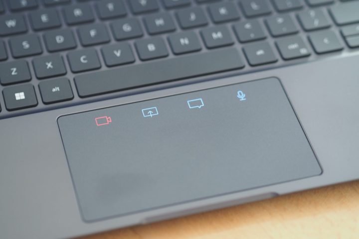 Dell Latitude 9330 top down view with touchpad LED buttons.