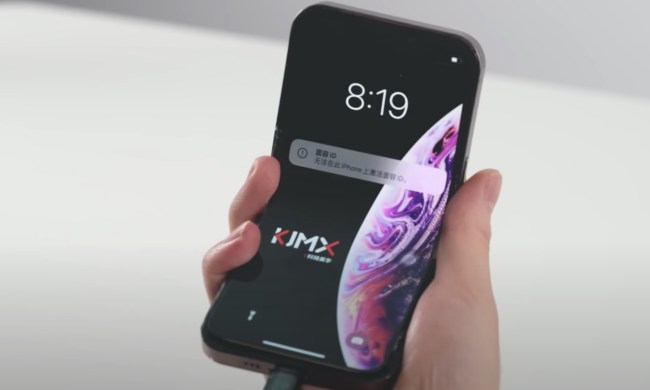 Foldable iPhone in hand.