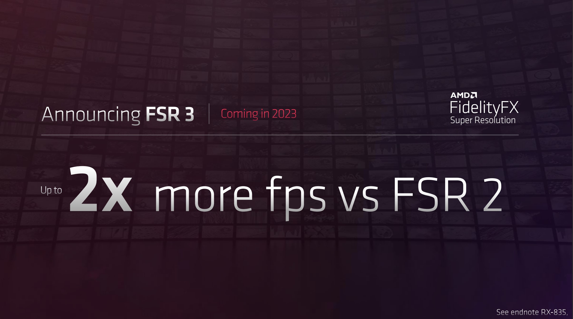Una diapositiva que muestra detalles sobre FSR 3.