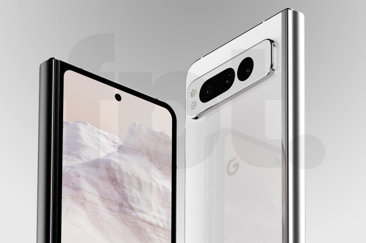 Durchgesickertes Rendering des Google Pixel Fold.