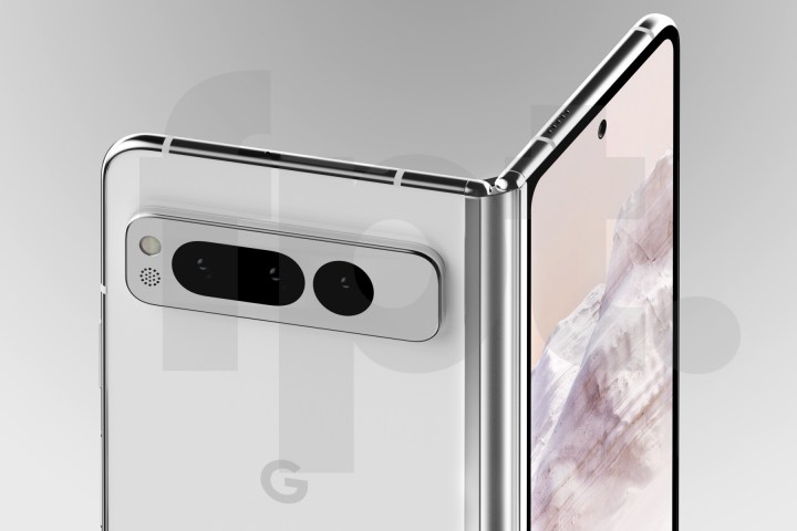 Alleged schematic of the foldable Google Pixel in silver.
