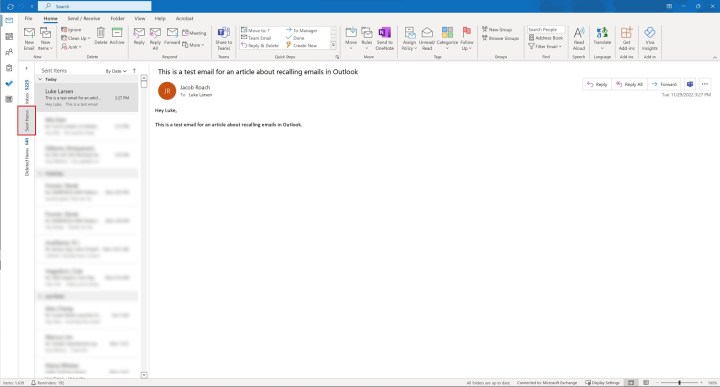 How to recall an email in outlook