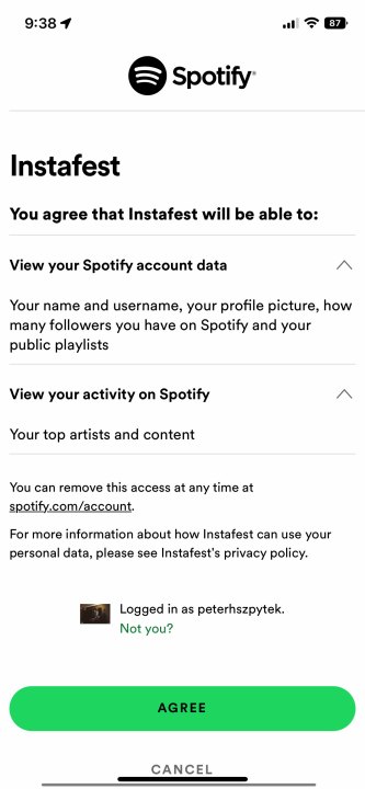 Aplicación instafest cómo hacer que la alineación del festival de Spotify sea instafest3