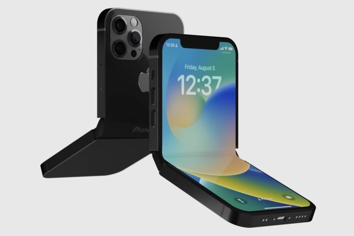 A concept rendering of a foldable iPhone.