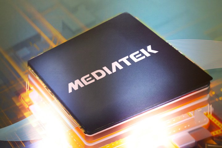 Poster of a MediaTek chip and logo.