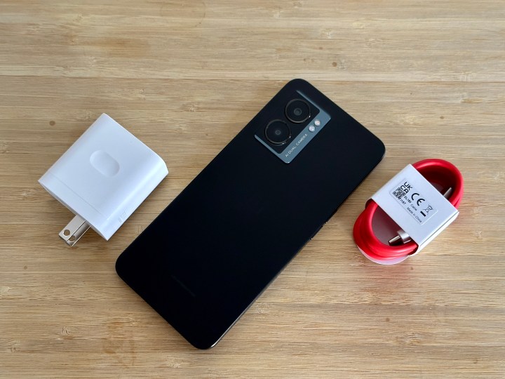 OnePlus Nord N300 5G with power adapter and USB-C cable
