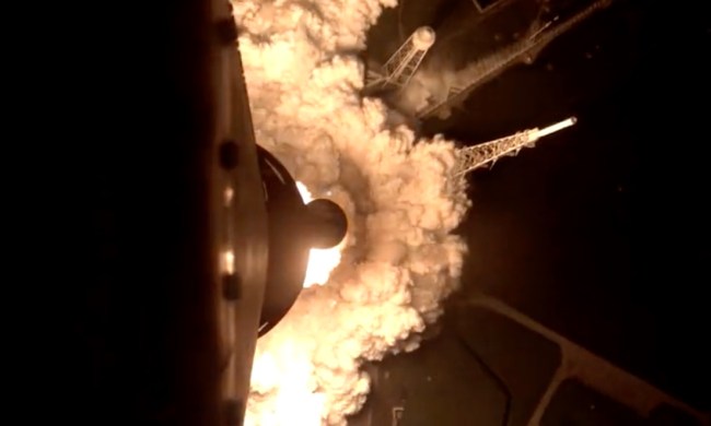 The view from the Orion spacecraft as it launched on NASA's SLS rocket in November 2022.