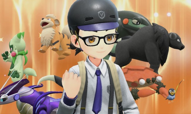 Pokemon trainer and team in Scarlet and Violet.