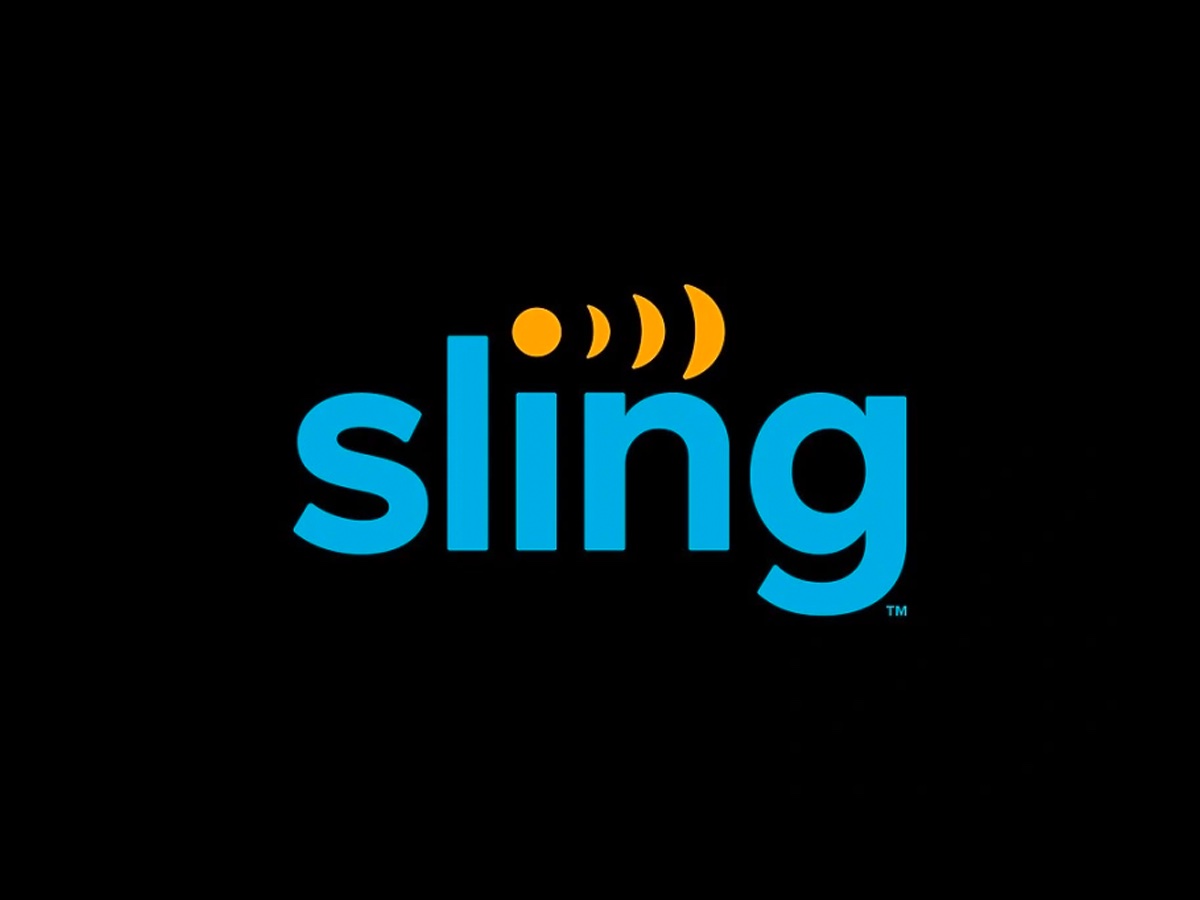 O logotipo da Sling TV contra um fundo preto.