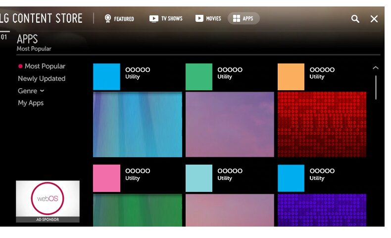 Apps option on LG smart TV.