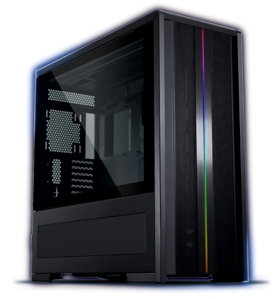 The v3000 plus tower is all black with a small RGB light strip in the middle