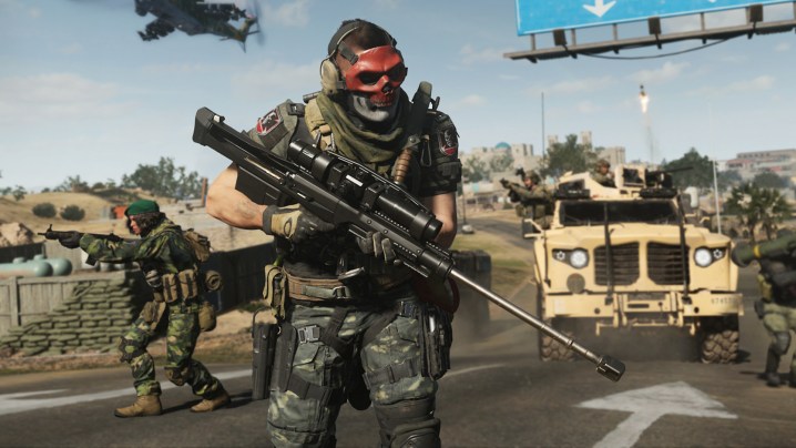 Character running on highway in Warzone 2.0.