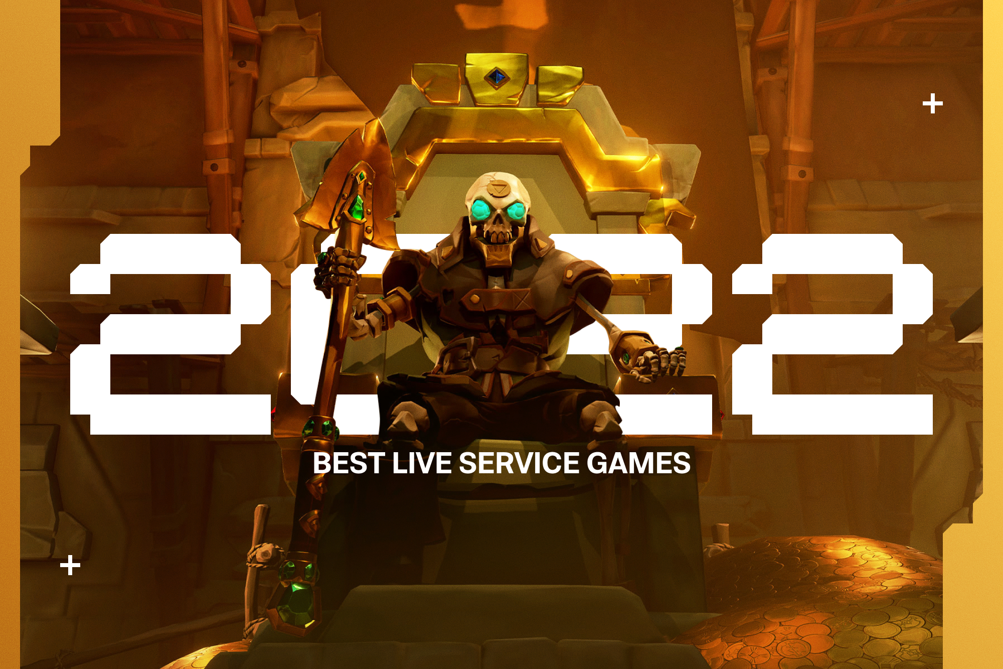 A Sea of Thieves skeleton sits in front of text that says 2022 Best Live Service Games.