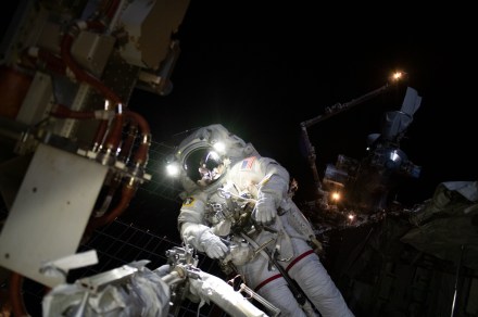 Two spacewalkers are installing a new solar array on the ISS today