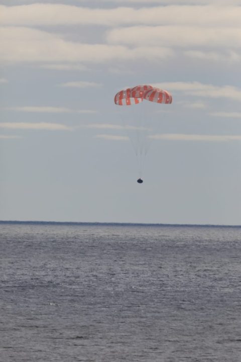 At 12:40 p.m. EST, Dec. 11, 2022, NASA’s Orion spacecraft for the Artemis I mission splashed down in the Pacific Ocean after a 25.5 day mission to the Moon. Orion will be recovered by NASA’s Landing and Recovery team, U.S. Navy and Department of Defense partners aboard the USS Portland ship. 