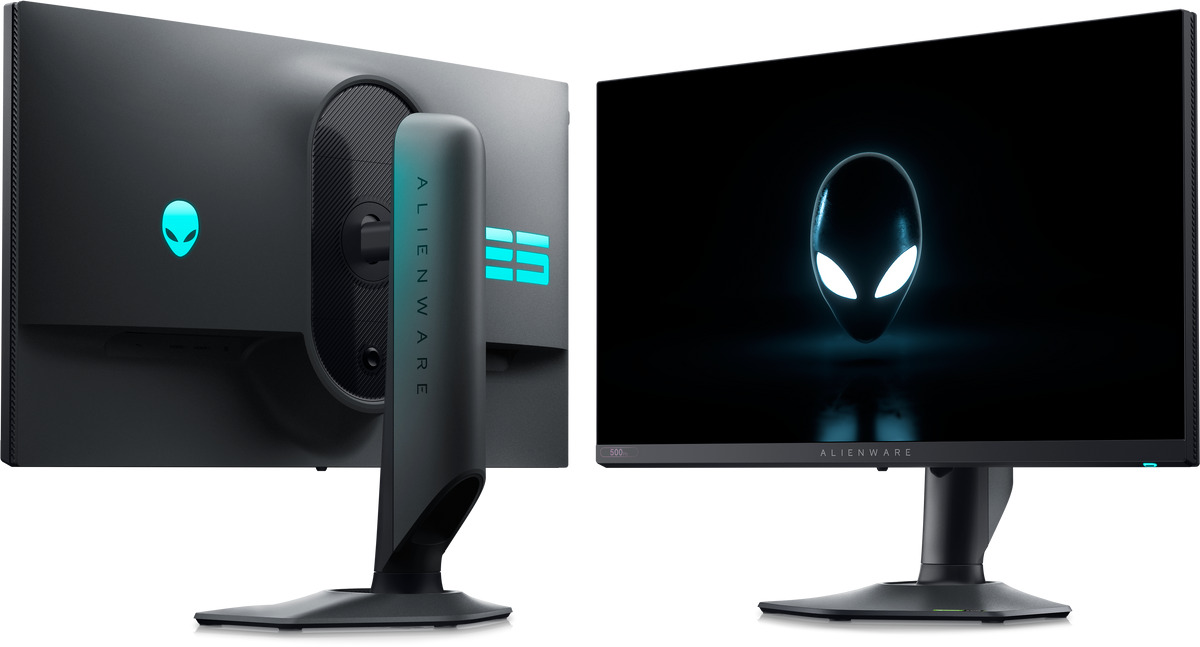 Alienware AW2524H front and rear view.