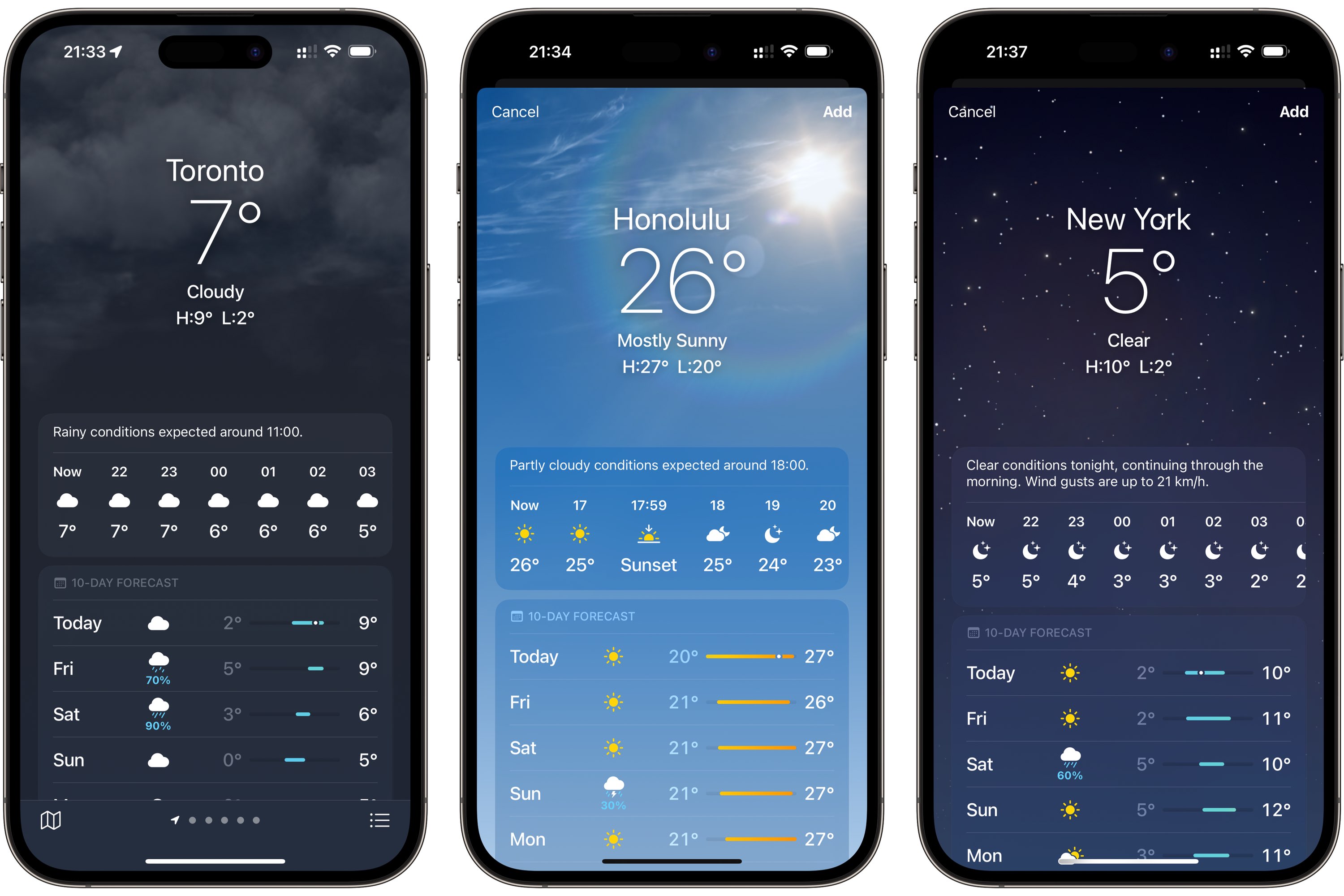 Apple Weather App App für iPhone.