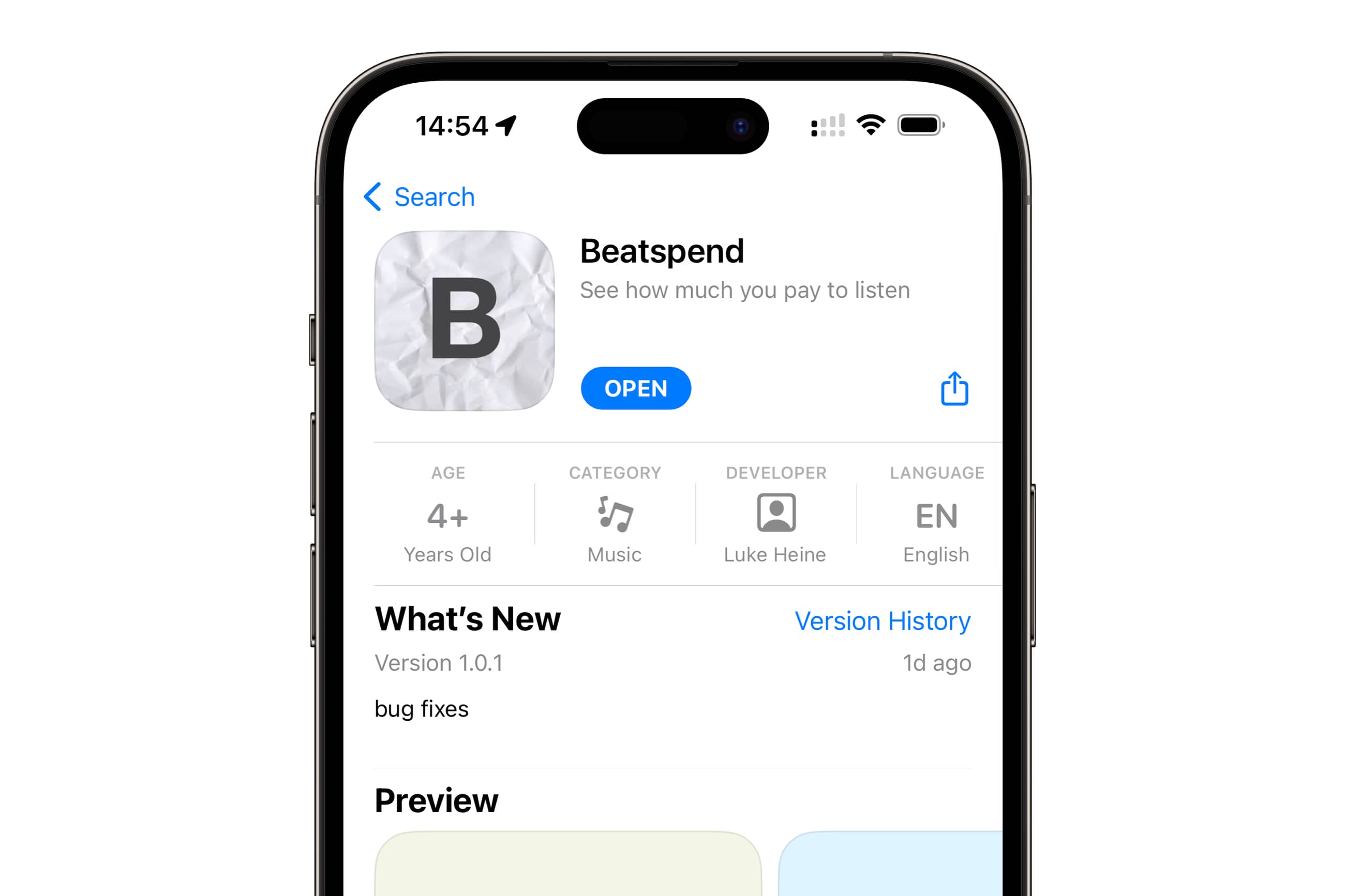 Beatspend na App Store do iPhone.