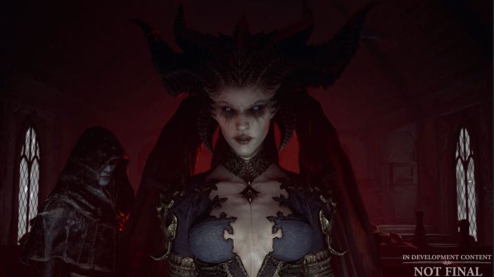 Лилит и Элиас в гневе стоят в церкви в Diablo IV.