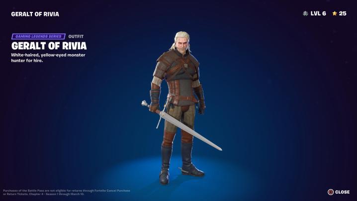 Geralt of Rivia in Fortnite.