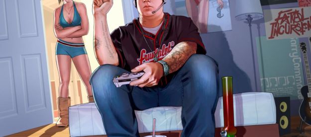 Jimmy De Santa flips off his sister in Grand Theft Auto V art.