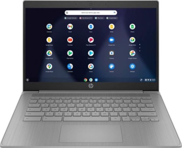 Chromebook 14 اینچی HP با صفحه کلید خاکستری.