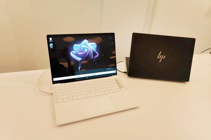 Two models of the HP Dragonfly Pro, showing the front and back of the devices.