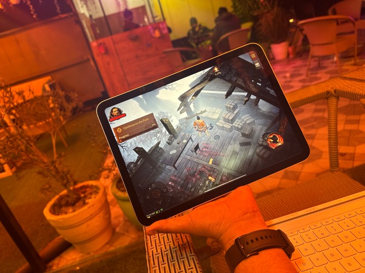 Playing Diablo Immortal on the iPad.