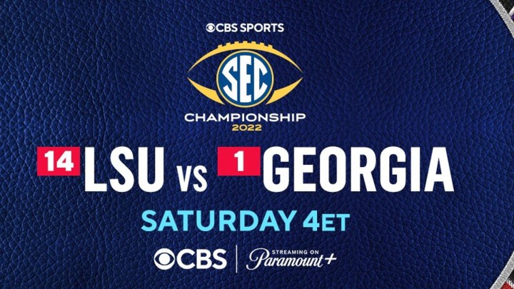Póster de LSU vs Georgia en el juego de campeonato de la SEC.