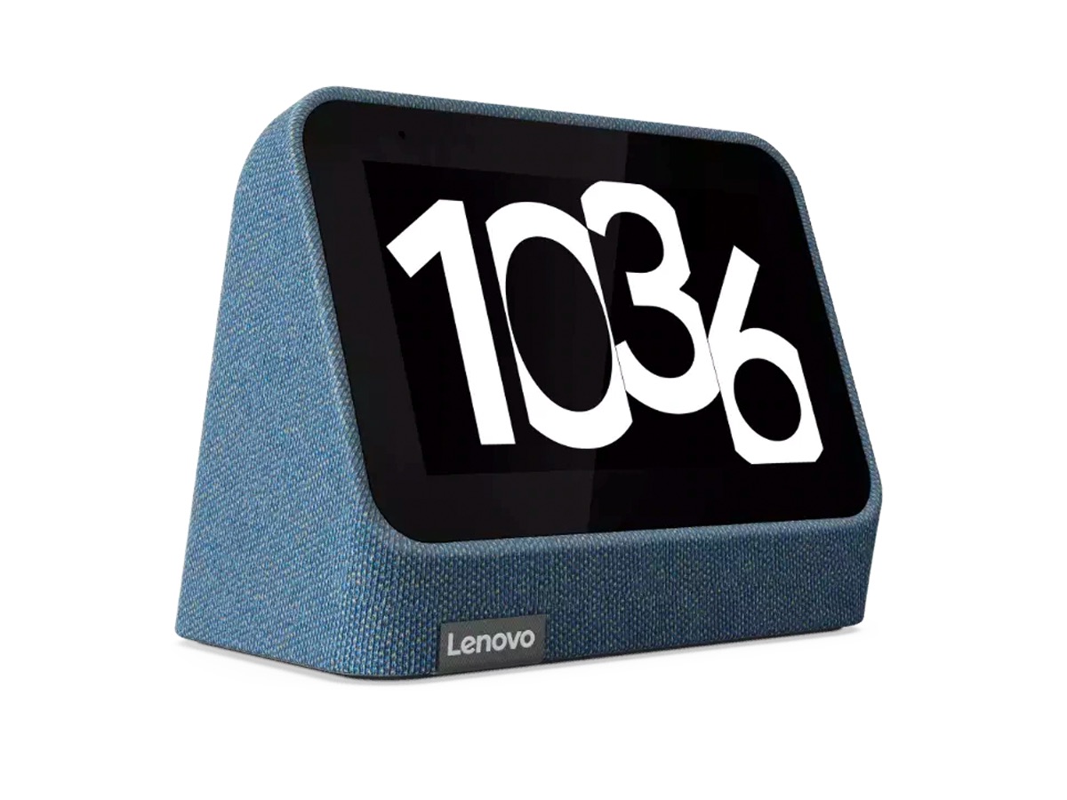 O Lenovo Smart Clock 2 contra um fundo branco.