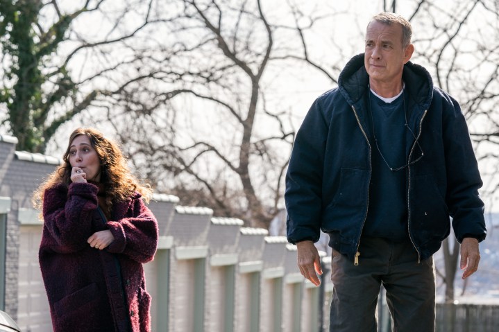 Mariana Treviño stands next to Tom Hanks in A Man Called Otto.