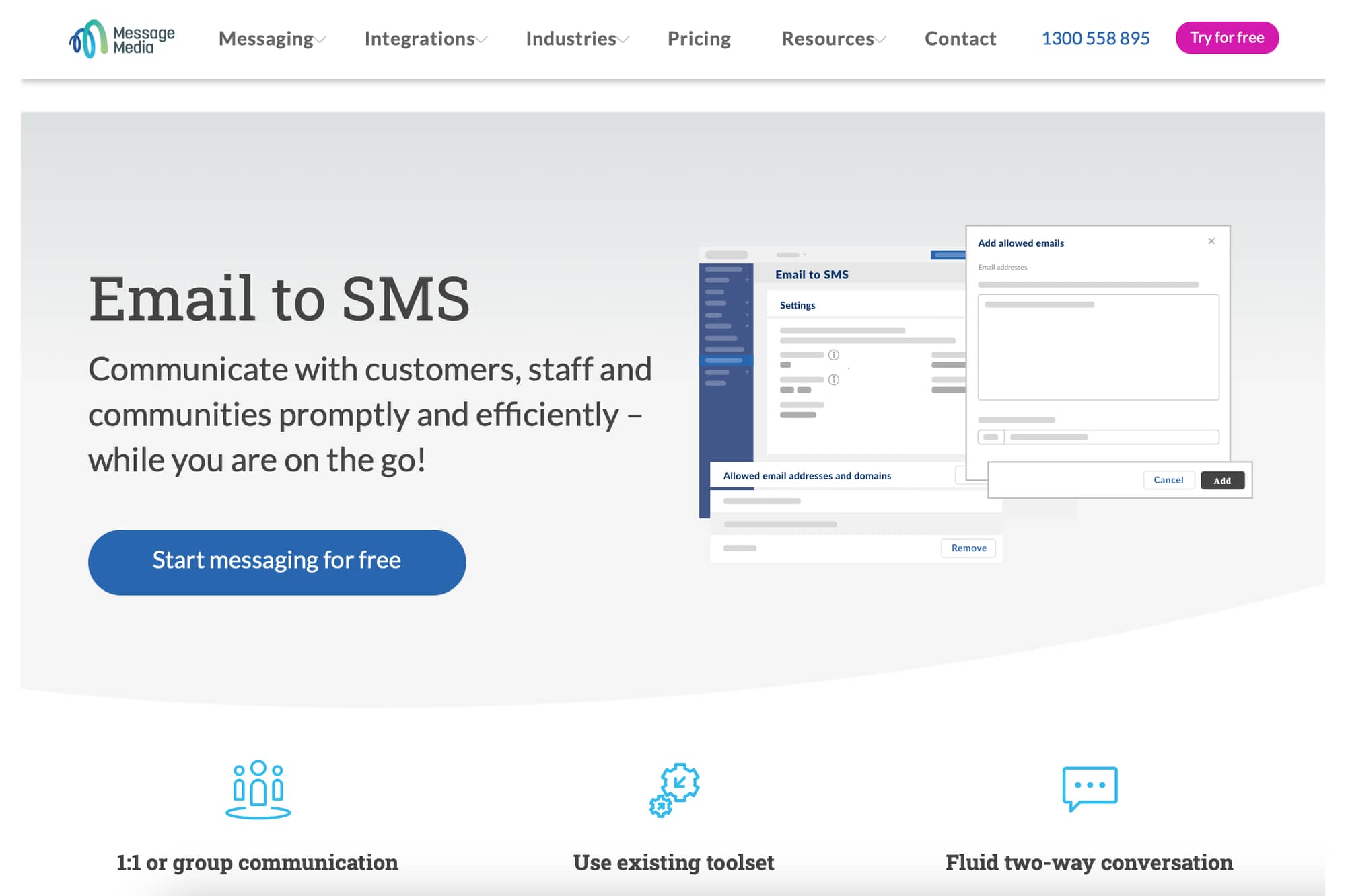 Message Media business SMS service. 