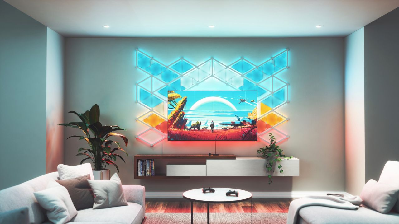 El televisor Nanoleaf 4D sincroniza las luces con los colores del televisor.