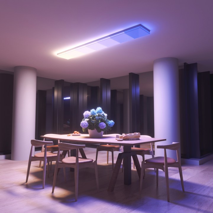 The Nanoleaf Skylight installed in a dining room.