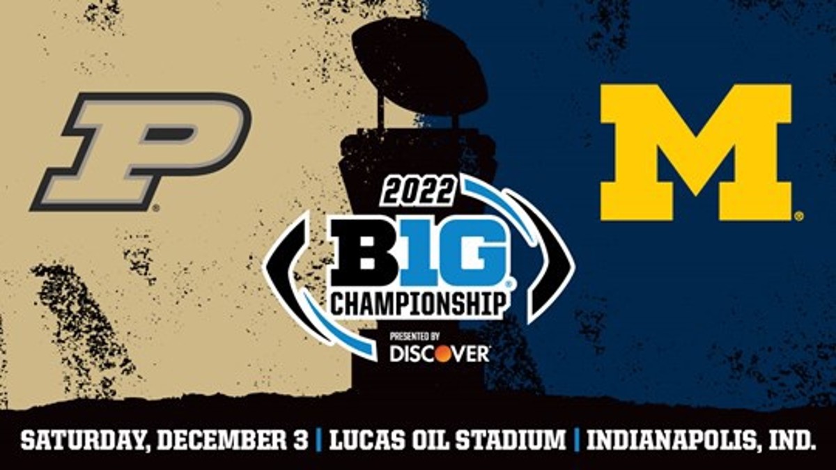 Plakat von Purdue und Michigan für die Big Ten Championship 2022.