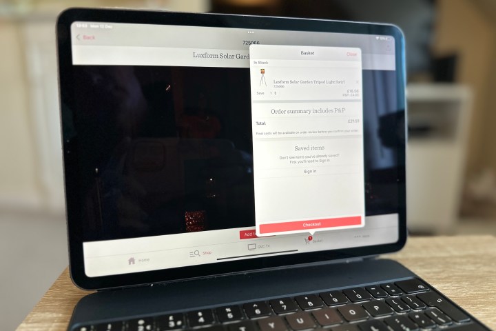 The QVC shopping app shown on an iPad Pro.
