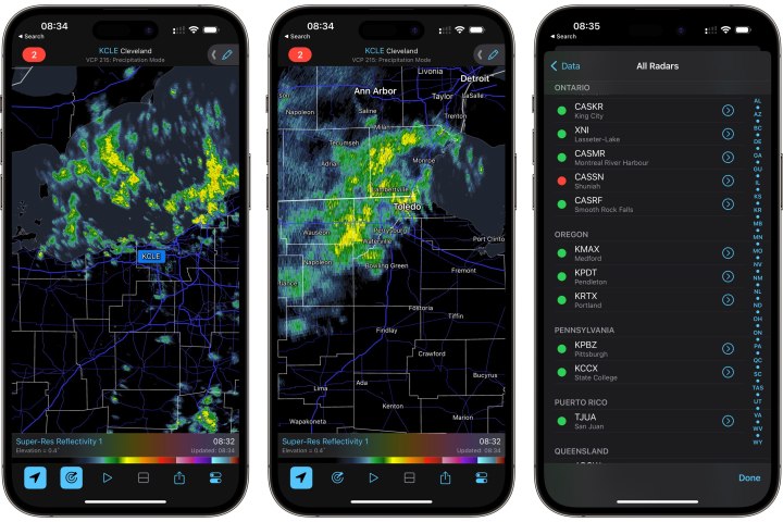 iPhone용 Radarscope 날씨 앱.