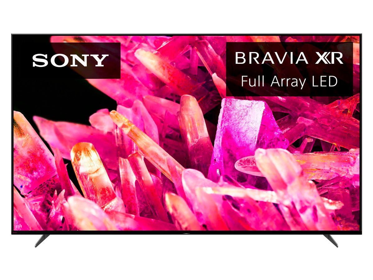 A TV Sony Bravia X90K 4K de 85 polegadas contra um fundo branco.
