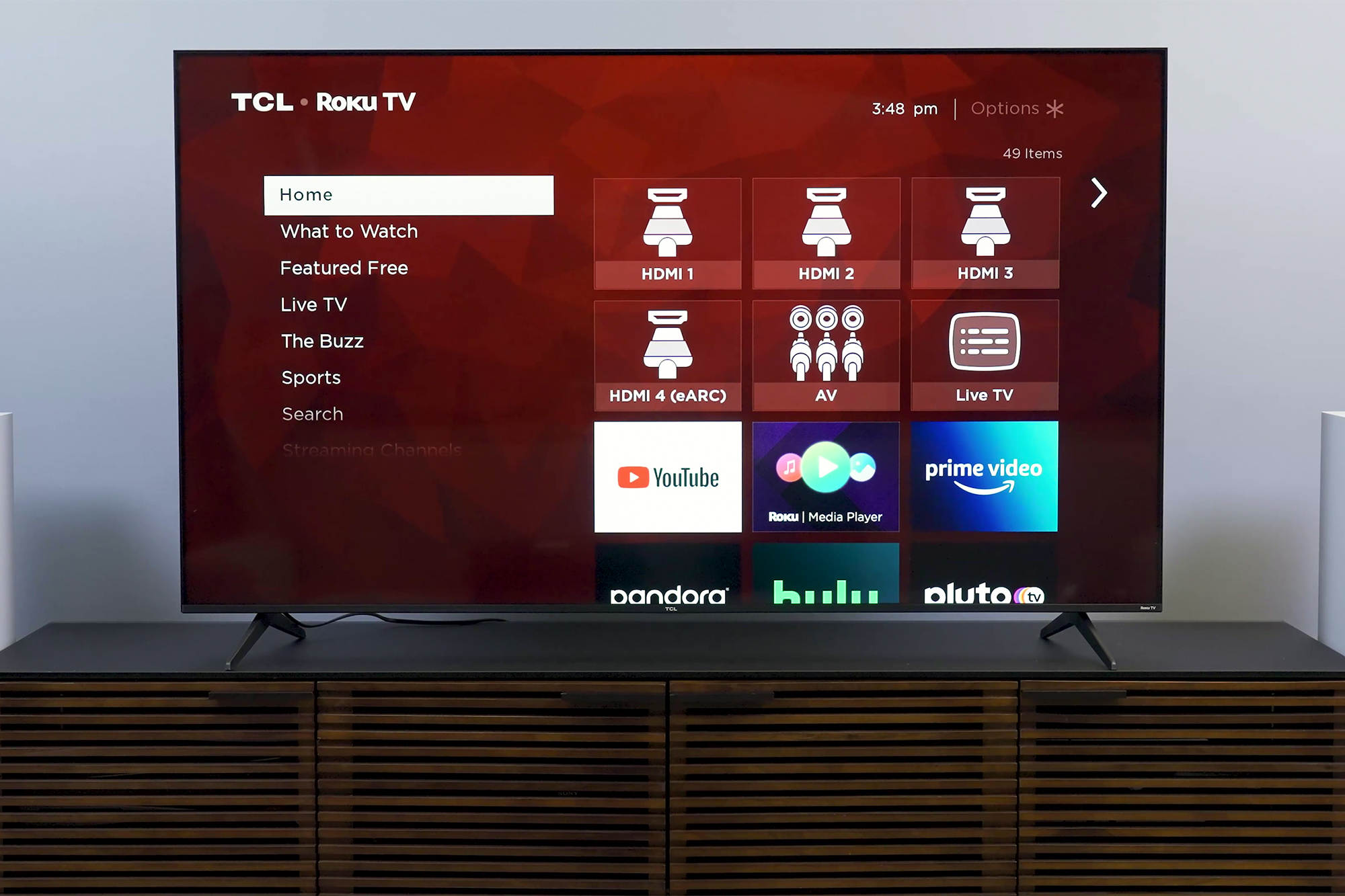 The Roku home screen on the TCL-5 Series (S555).